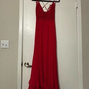 FP One - Free People Adella Maxi Slip Red Dress